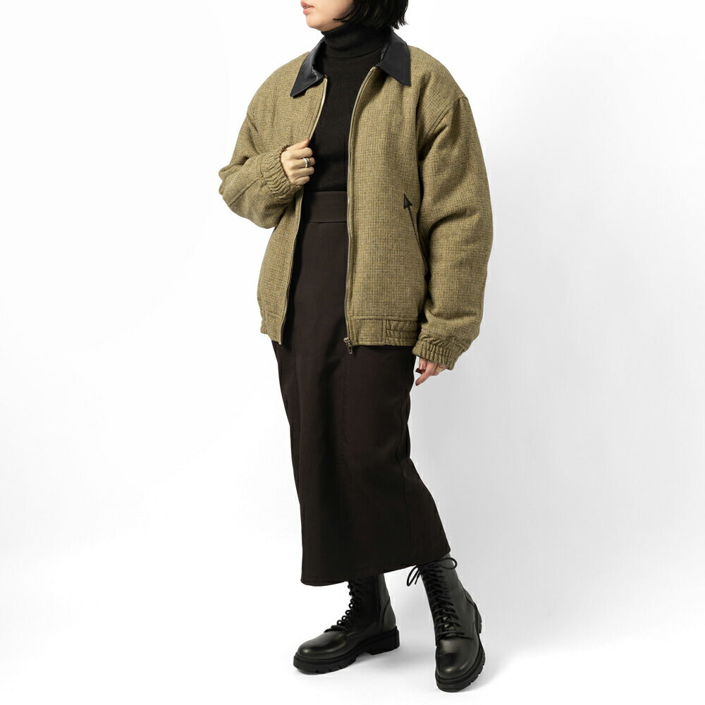 キジュン KIJUN レザー切替ブルゾン チェック レディース ジャケット アウター Mark Blouson 254WTPKNM01