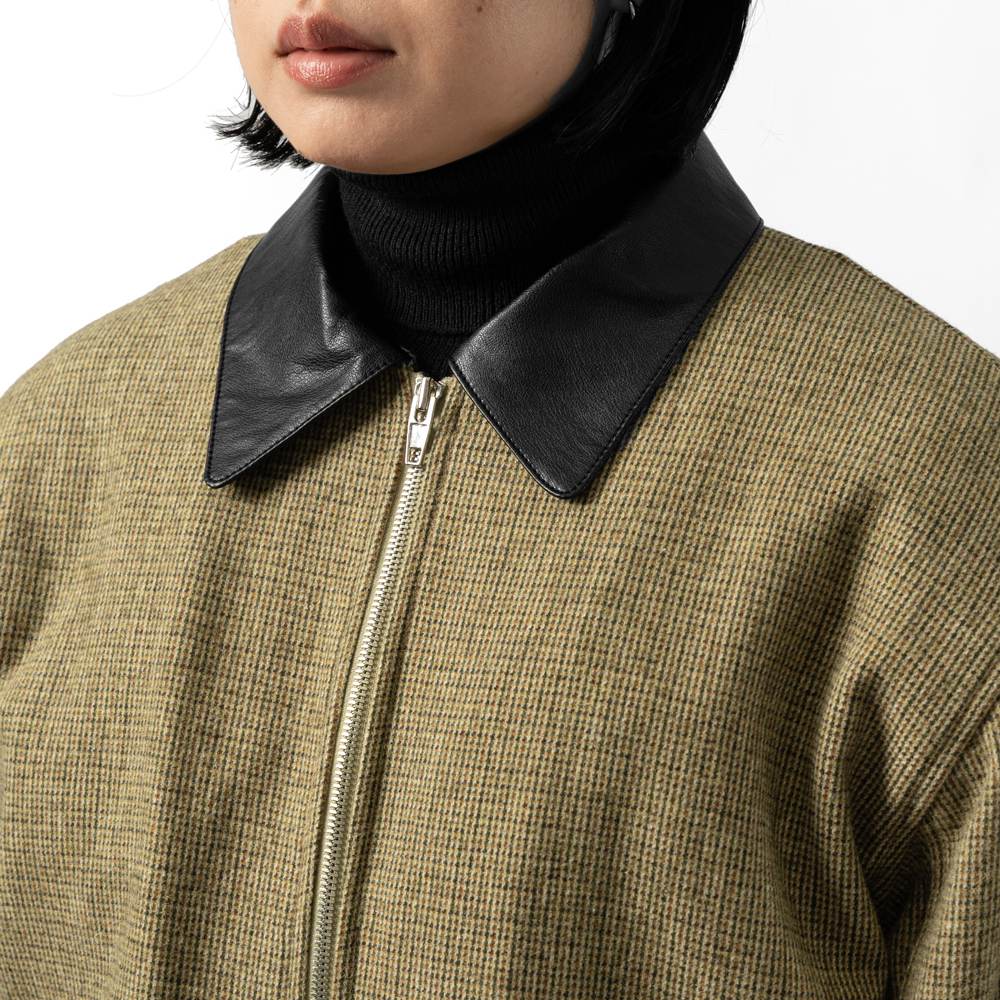 キジュン KIJUN レザー切替ブルゾン チェック レディース ジャケット アウター Mark Blouson 254WTPKNM01