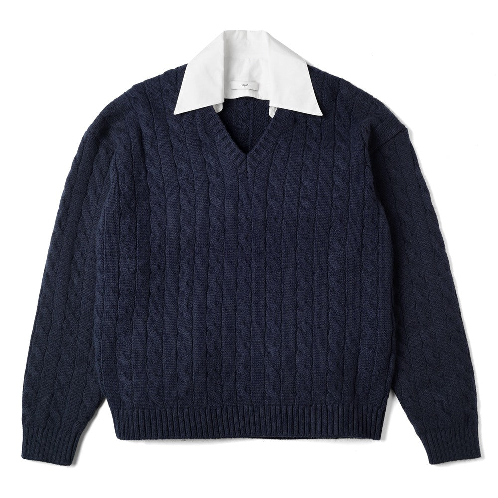 キジュン KIJUN Vネックニット セーター レディースShirt Collar V-Neck Knit 254WTPKNM01