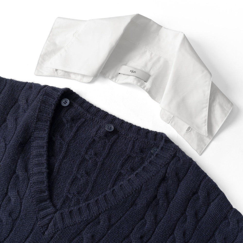 キジュン KIJUN Vネックニット セーター レディースShirt Collar V-Neck Knit 254WTPKNM01