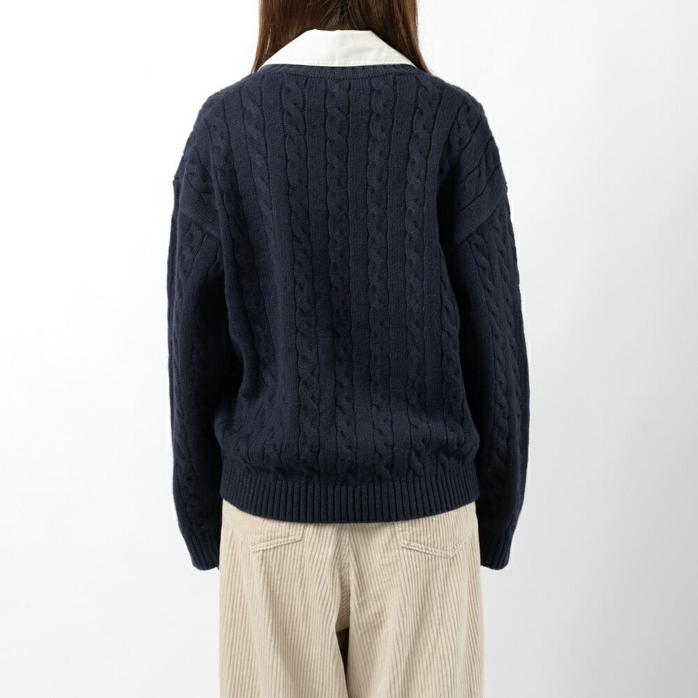 キジュン KIJUN Vネックニット セーター レディースShirt Collar V-Neck Knit 254WTPKNM01