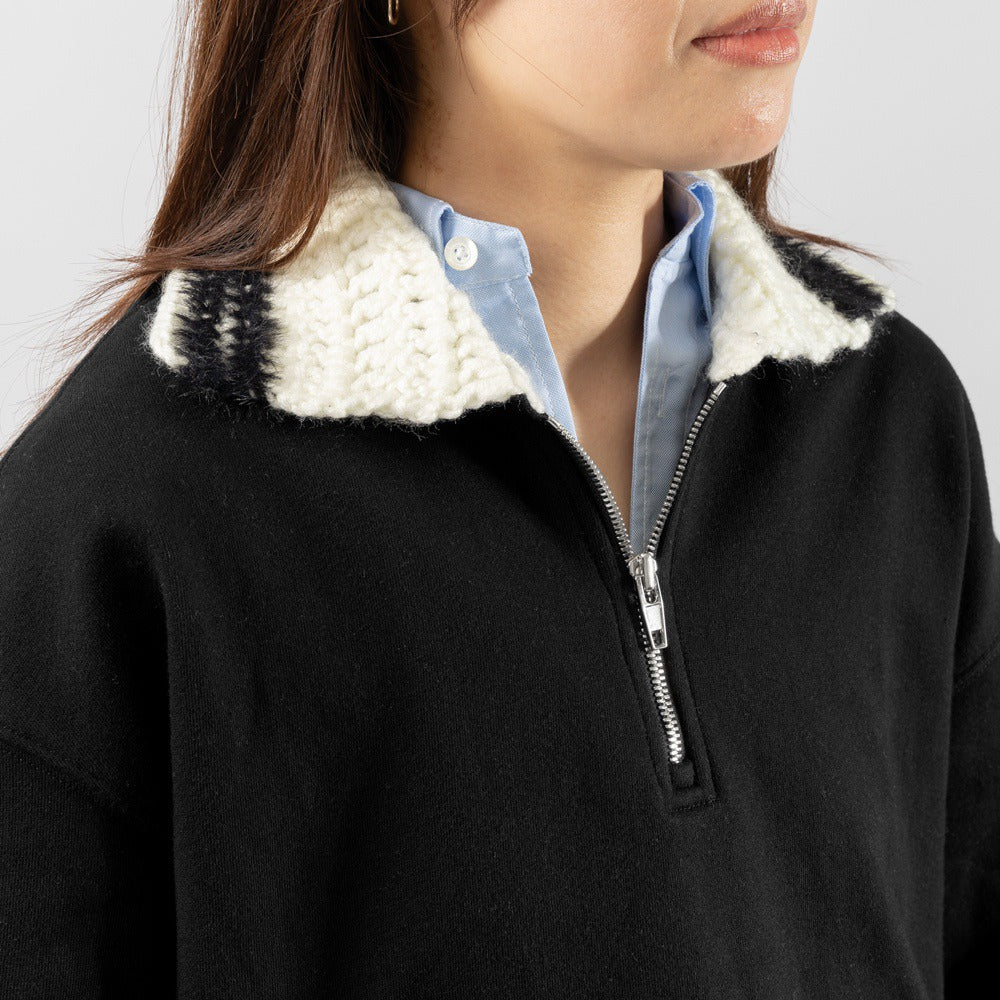 キジュン KIJUN スウェット ハーフジップ レディース Crochet Collar Half Zip-Up Pullover 254WTPSWM01