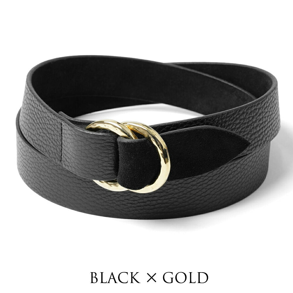 D'AMICO ダミーコ リングベルト ゴールドバックル シルバーバックル レザー x スエード ACU2452 ブラック Andrea D'AMICO アンドレアダミコ メンズベルト 無段階ベルト 無段階調整ベルト 穴無しベルト 穴なし 本革 牛革 レザーベルト 紳士ベルト 男性用ベルト カジュアル