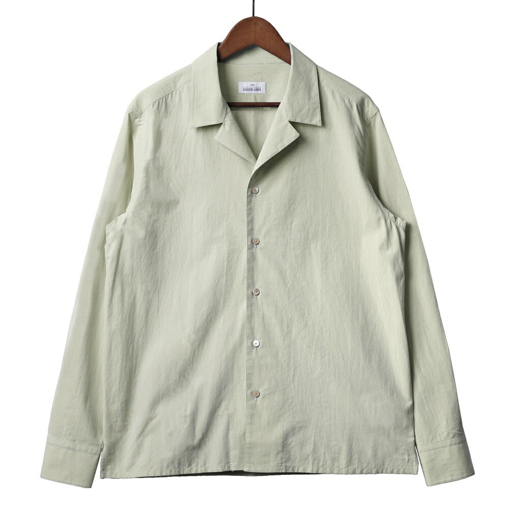 アレッサンドロゲラルディ ALESSANDRO GHERARDI オープンカラーシャツ BAHAMAS 7405 開襟シャツ コットン ライトブルー ライトグリーン イタリア メンズ 長袖 シャツ カジュアル シャツ 春 夏 無地 オープンカラー 開襟