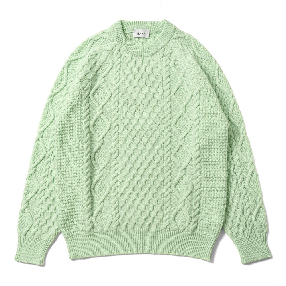 バフィー BAFY 71700 フィッシャーマンニット ウール メンズ ニット ミドルゲージニット レギュラーフィット メリノウール ウール100% セーター ミドルゲージ 長袖 ブランド イタリア ライトグリーン ネイビー グレー 秋 冬