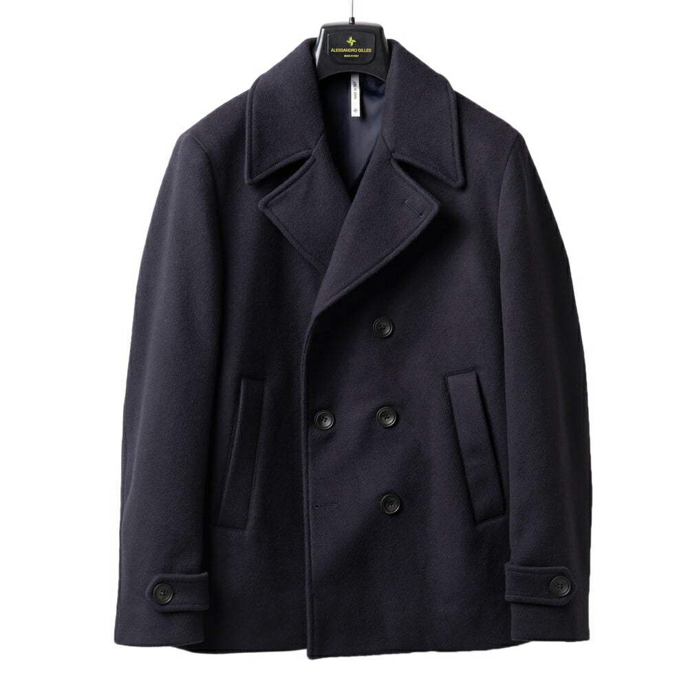 アレッサンドロジレス ALESSANDRO GILLES C701-3620 ピーコート Pコート ショート丈 ウール 24秋冬 ネイビー ブルー センターベンツ ビジネス カジュアル メンズ インポート イタリア
