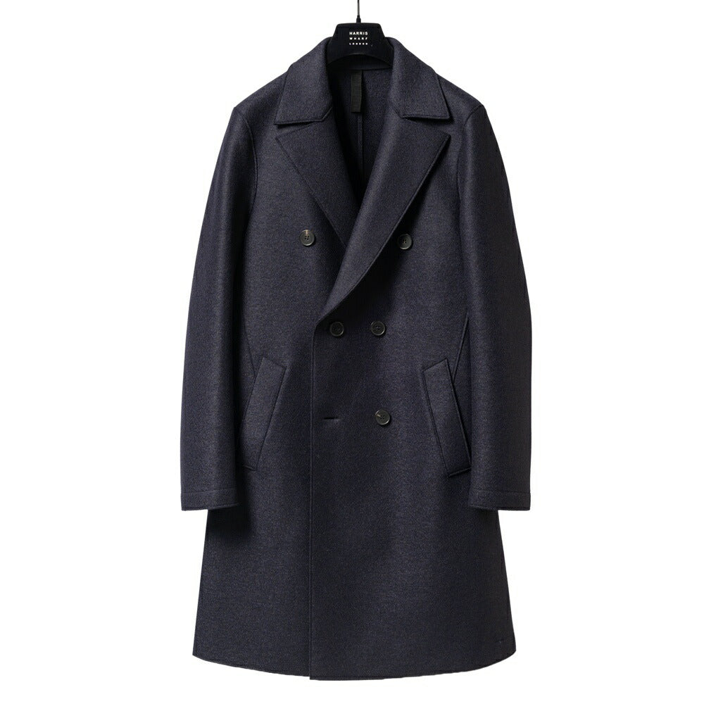 ハリスワーフロンドン HARRIS WHARF LONDON CC9143MLK ピーコート ダブルブレスト 25秋冬 ネイビー ウール プレストウール カジュアル ビジネス シンプル メンズ コート アウター ストレッチ インポート イタリア イギリス