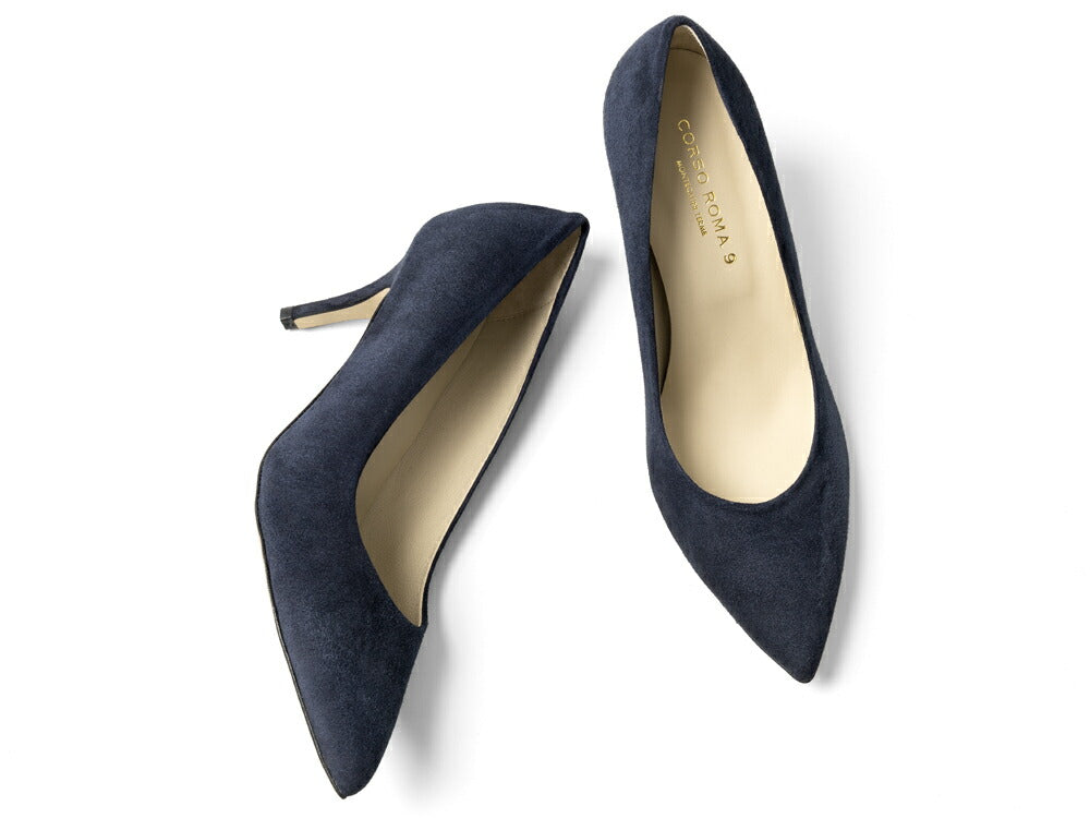 コルソローマ 9 CORSO ROMA 9 パンプス NOEMI500 スエード NAVY ネイビー CAMOSCIO コルソローマノーベ ポインテッドトゥパンプス ポインテッドトゥ ハイヒール 長時間 疲れない 低反発 フォーマル 結婚式 スエードパンプス ポインテッドパンプス ブランド靴