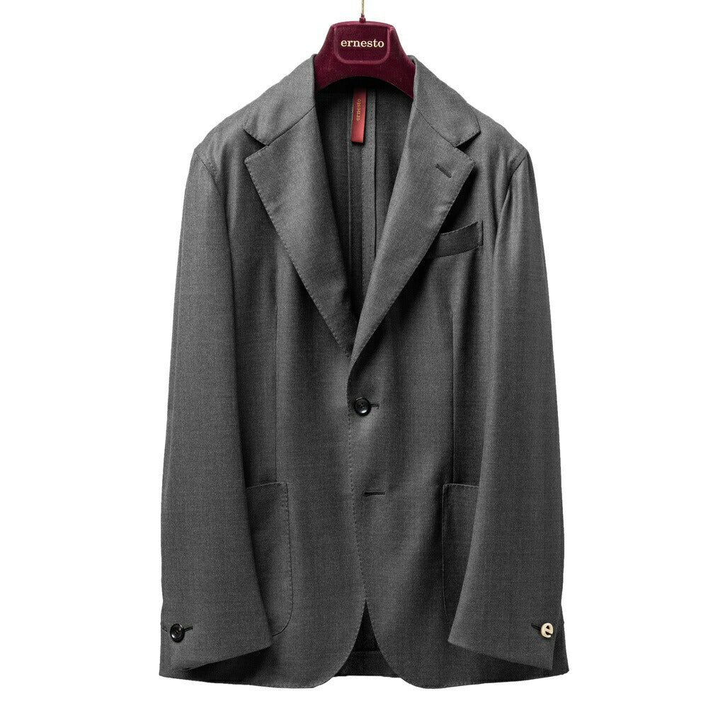 【返品不可】エルネスト ERNESTO ジャケット グレー DJP232311 C4124D / 5000 シングル テーラードジャケット 24秋冬 メンズ ビジネス ブランド サイドベンツ 高級 クラシコ イタリア 芯地なし