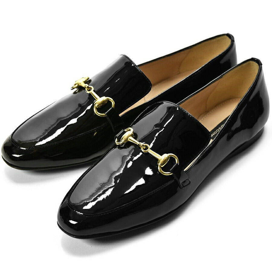 ファビオルスコーニ fabio rusconi ローファー 5072 エナメル ブラック フラット フラットヒール レディース ビットローファー ビット 付き レザーシューズ 本革 柔らかい 大人 パンプス ぺたんこシューズ ぺたんこ 疲れない ローヒール エナメルローファー 本革靴