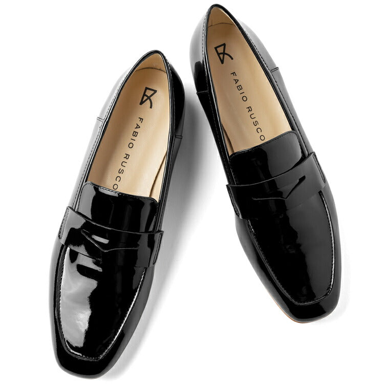 ファビオルスコーニ fabio rusconi ローファー 4057 エナメル ブラック VERNICE ベージュソール フラット レディース コインローファー フラットヒール ローヒール レディース 大人 やわらかい 疲れにくい 長時間 本革 柔らかい 牛革 レザー レザーシューズ シンプル