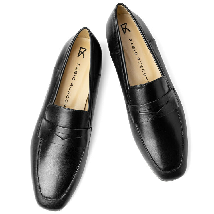 ファビオルスコーニ fabio rusconi ローファー 4057 レザー NATUR ベージュソール ブラック フラット レディース コインローファー フラットヒール ローヒール レディース 大人 やわらかい 疲れにくい 長時間 本革 柔らかい 牛革 レザー レザーシューズ シンプル