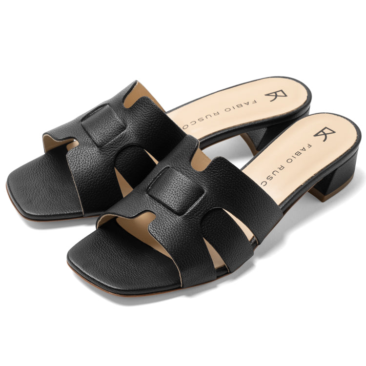 ファビオルスコーニ fabio rusconi サンダル 7021 DOLLARINO レザー ヒール 本革 レディース ブラック NERO レザーサンダル 柔らかい 大人 レディースサンダル 春夏 夏 歩きやすい ブランド おしゃれ 疲れない ローヒール カーフレザー