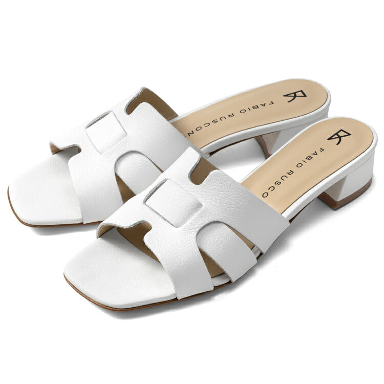 ファビオルスコーニ fabio rusconi サンダル 7021 DOLLARINO レザー ヒール 本革 レディース ホワイト BIANCO レザーサンダル 柔らかい 大人 レディースサンダル 春夏 夏 歩きやすい ブランド おしゃれ 疲れない ローヒール カーフレザー