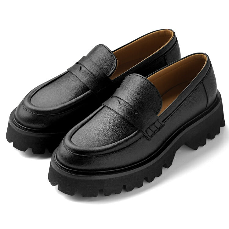 ファビオルスコーニ fabio rusconi ローファー 厚底 MQ2633 OMEGA NERO レザー ブラック レディース コインローファー 厚底ソール トラックソール タンクソール チャンキーソール シンプル 本革 柔らかい 疲れない 歩きやすい 厚底ローファー レディース靴 イタリア