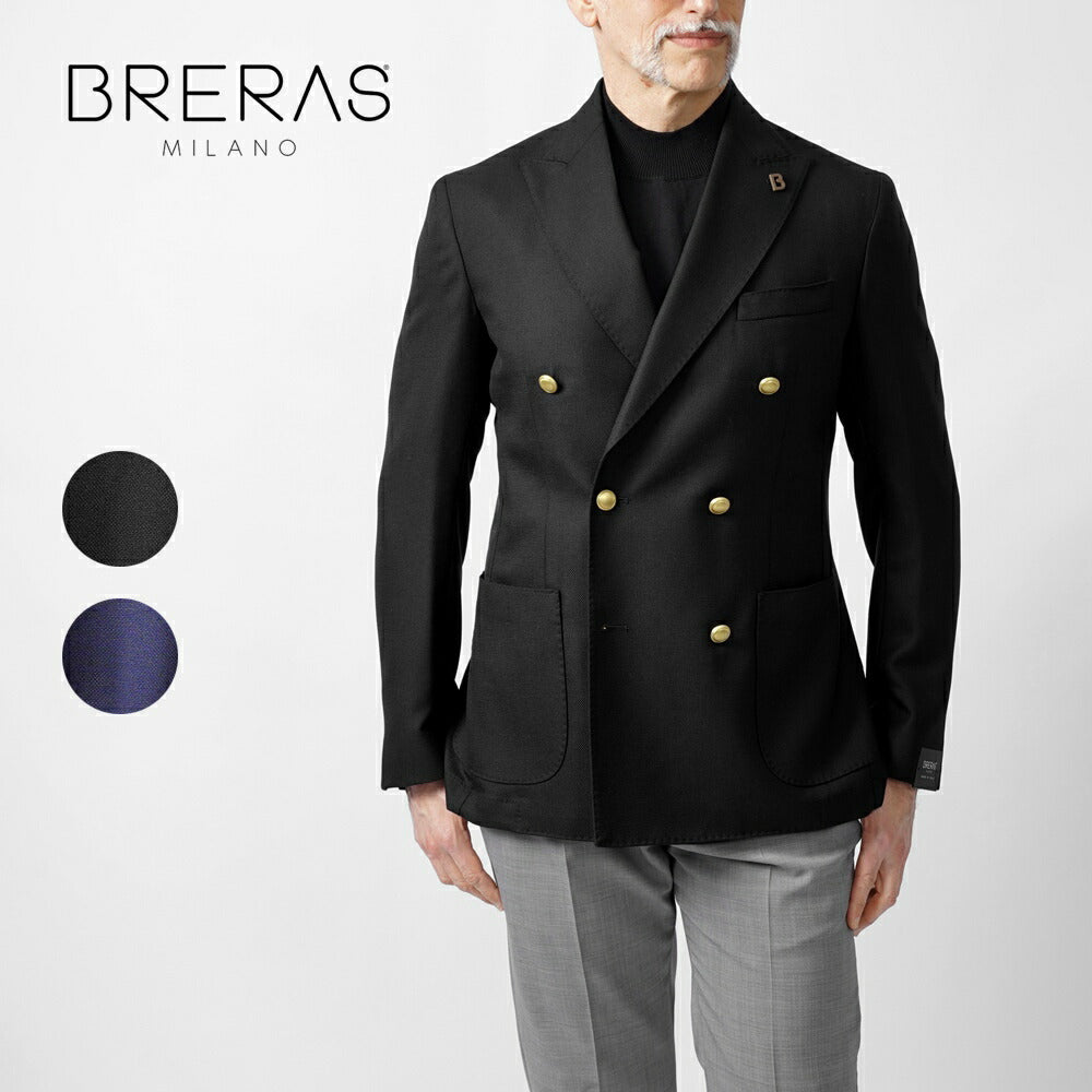 ブレラス BRERAS ジャケット ダブルブレスト ネイビー FIRENZETG010 25SS 25春夏 ダブル テーラードジャケット ホップサック ウール メンズ ビジネス ブランド 6ボタン サイドベンツ カノニコ 高級 クラシコ イタリア