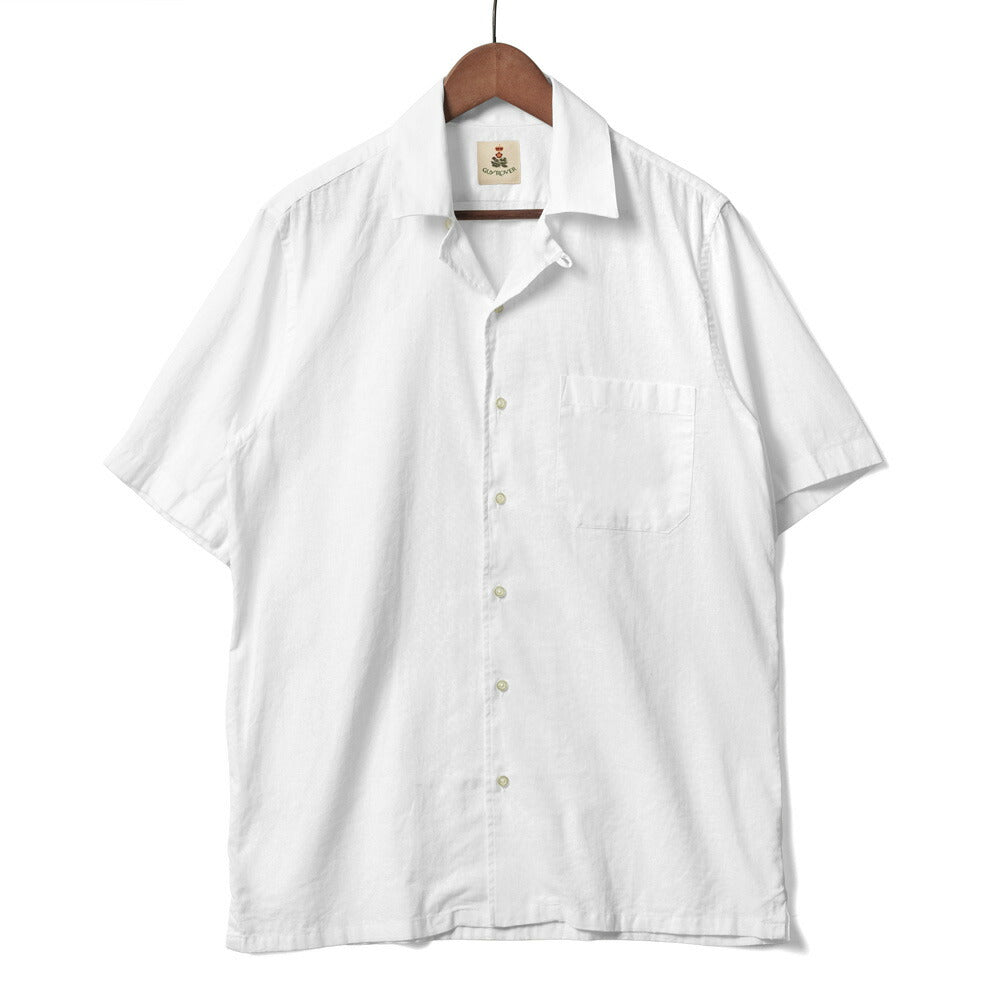 ギローバー GUY ROVER オープンカラー シャツ 半袖 3850GR352LJ 551301 開襟 コットン リネン ホワイト ブラック グレー イタリア メンズ 半袖 カジュアル シャツ 夏 無地