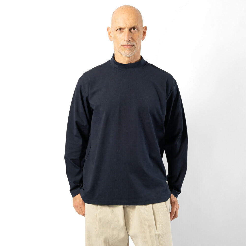 イーヴォ HEVO モックネック長袖Tシャツ オーバーサイズ MONACIZZO ホワイト ブラック ネイビー
