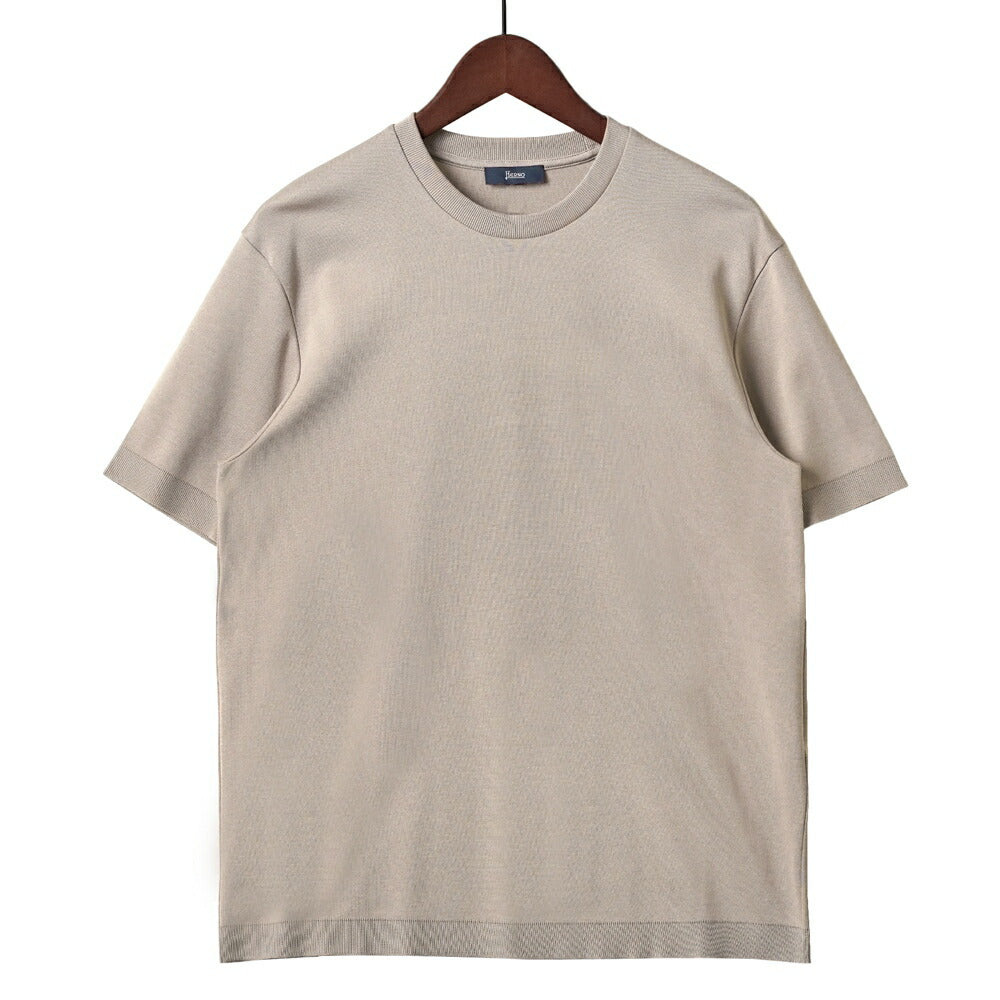 ヘルノ HERNO ニット Tシャツ カットソー JG000206U クルーネック コットン ストレッチ 半袖 メンズ グレージュ ブラック 2600 9300 綿 コットン カジュアル ドレス ブランド 大きいサイズインナー 無地 ニットT スリム イタリア インポート