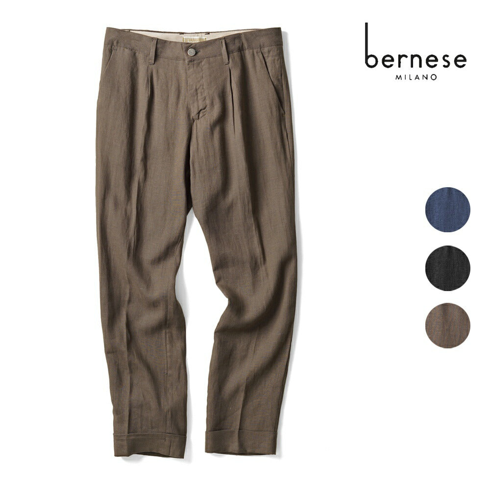 ベルネーゼミラノ BERNESE MILANO リネンパンツ ブルー ブラック ブラウン TLI57PA571BP25 リネンジャケット 25春夏 セットアップ対応 メンズ カジュアル ブランド イタリア