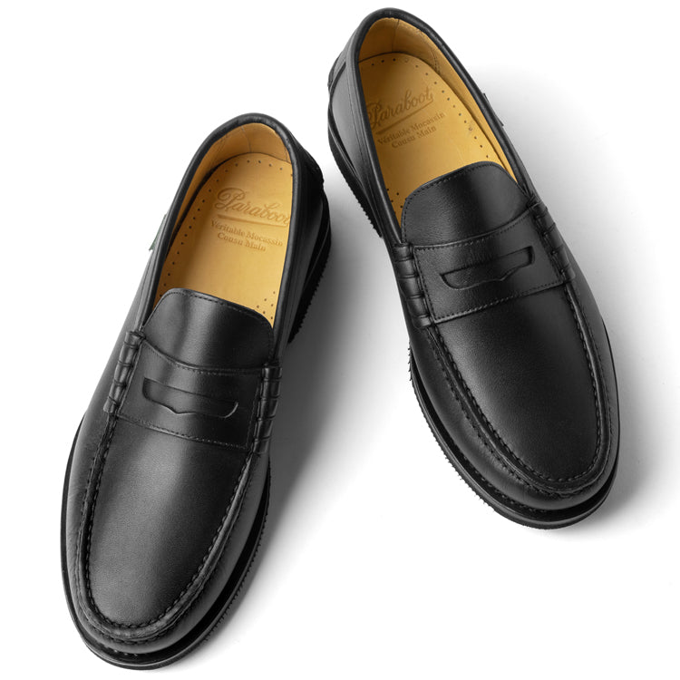 パラブーツ PARABOOT BRIGHTON / AIR ブライトン コインローファー ブラック NOIRE-LIS NOIR モカシン ローファー 162312 デッキシューズ スリッポン メンズ革靴 高品質 メンズ ブランド 履き心地 紳士靴 カジュアル 革靴