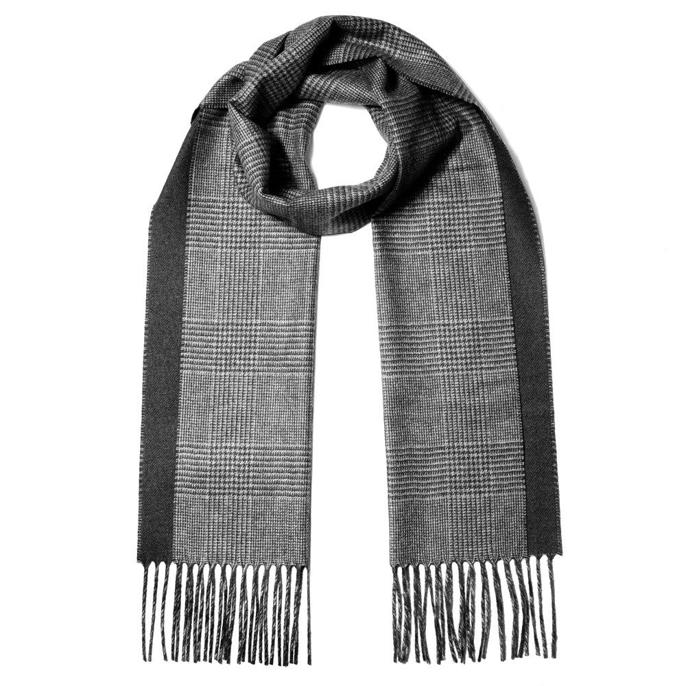 ピアチェンツァ PIACENZA カシミア混シルク ストール マフラー グレンチェック ダブルフェイス グレー×チャコール / ライトブラウン×ブラウン / ワインレッド×パープル メンズ レディース 秋 冬 カシミア シルク カシミヤ チェック 冬小物 プレゼント