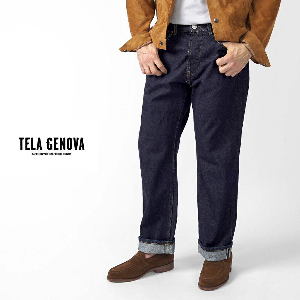 テラジェノバ TELA GENOVA デニム 5ポケット ヴィンテージフィット ROD010 BLUE AO RODOLFO VINTAGE FIT コットン ヴィンテージ ビンテージ ストレート セルビッジ 25春夏 メンズ デニムパンツ イタリアンデニム カジュアル ワンウォッシュ インディゴ ネイビー ブルー