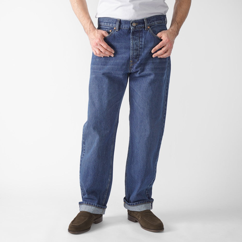 テラジェノバ TELA GENOVA デニム 5ポケット ヴィンテージフィット ROD010 BLUE WQ RODOLFO VINTAGE FIT コットン ヴィンテージ ビンテージ ストレート セルビッジ 25春夏 メンズ デニムパンツ イタリアンデニム カジュアル ストーンウォッシュ ブルー