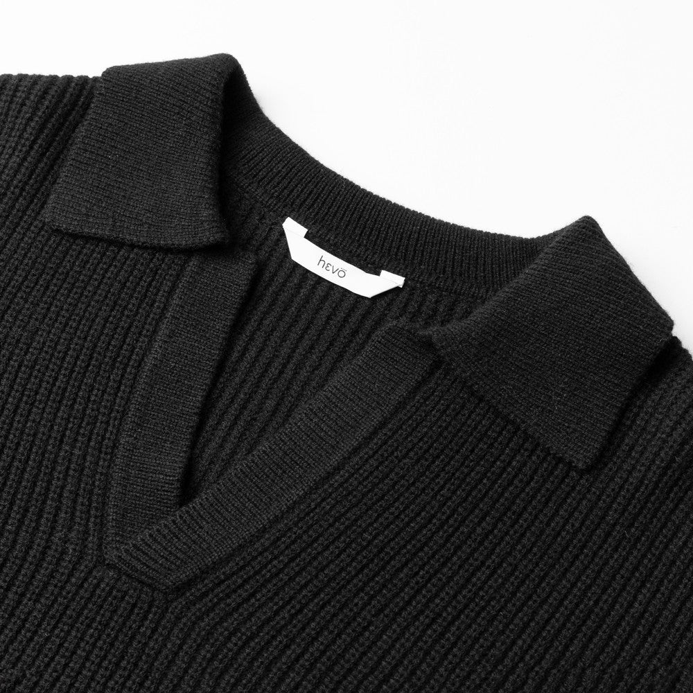 イーヴォ HEVO リブ編み ニットスキッパー ポロ オーバーサイズ TARANTO 01