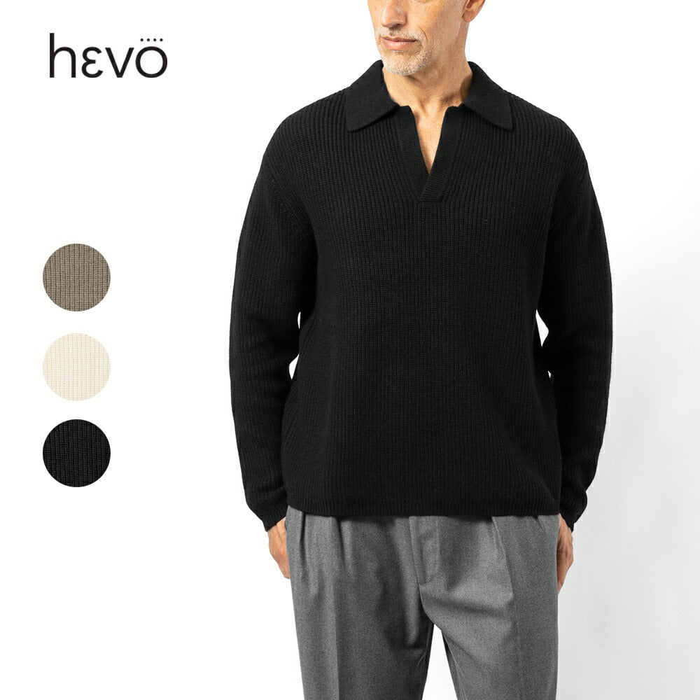 イーヴォ HEVO リブ編み ニットスキッパー ポロ オーバーサイズ TARANTO 01