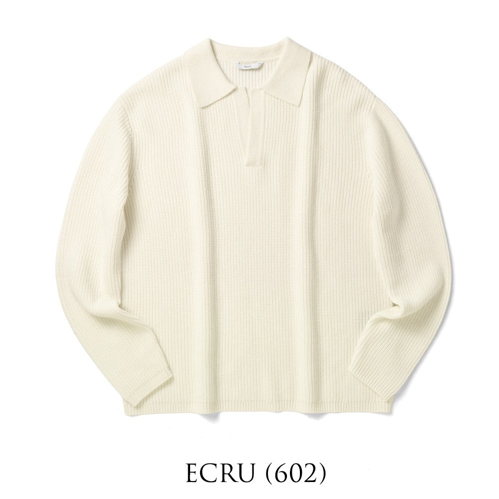 イーヴォ HEVO リブ編み ニットスキッパー ポロ オーバーサイズ TARANTO 01