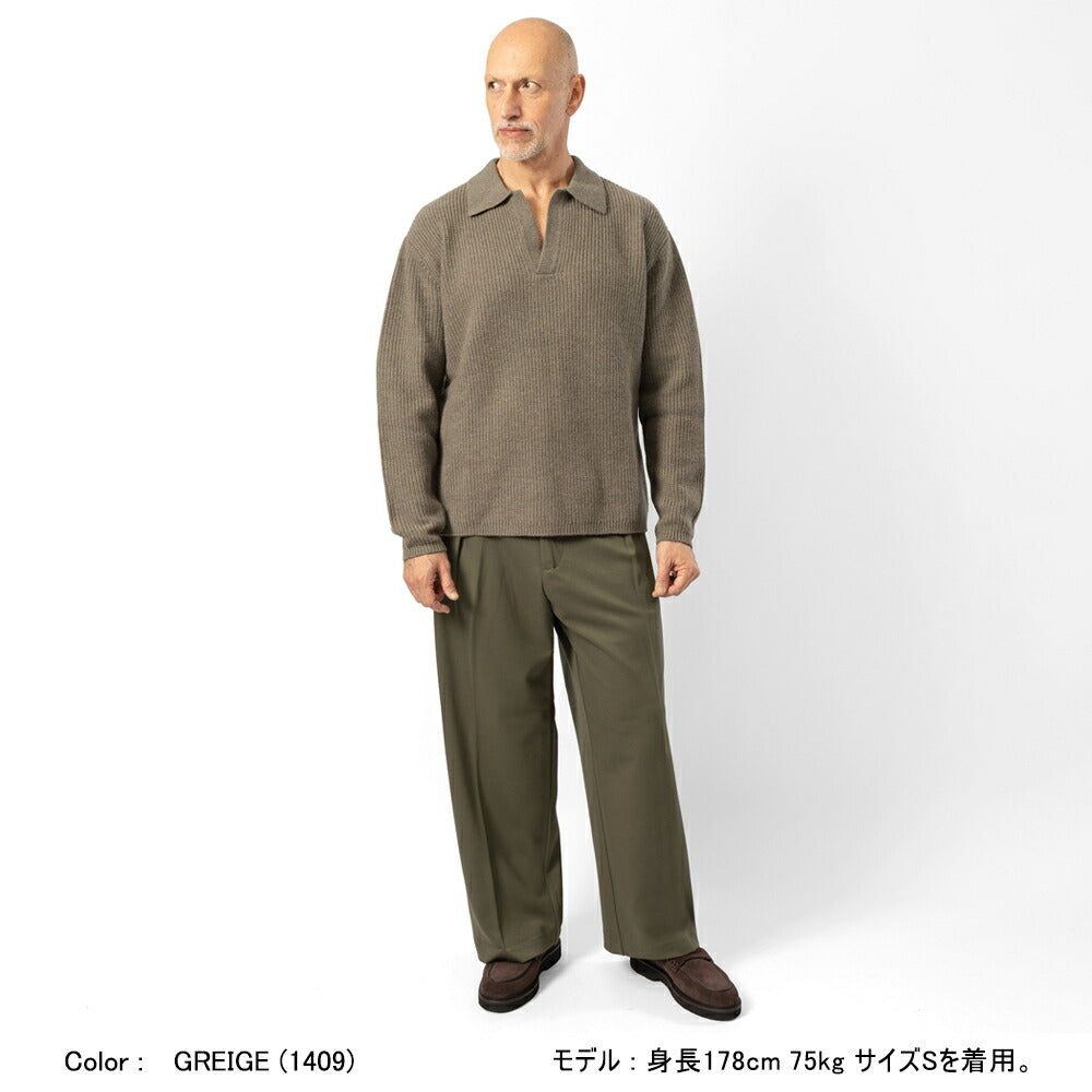 イーヴォ HEVO リブ編み ニットスキッパー ポロ オーバーサイズ TARANTO 01