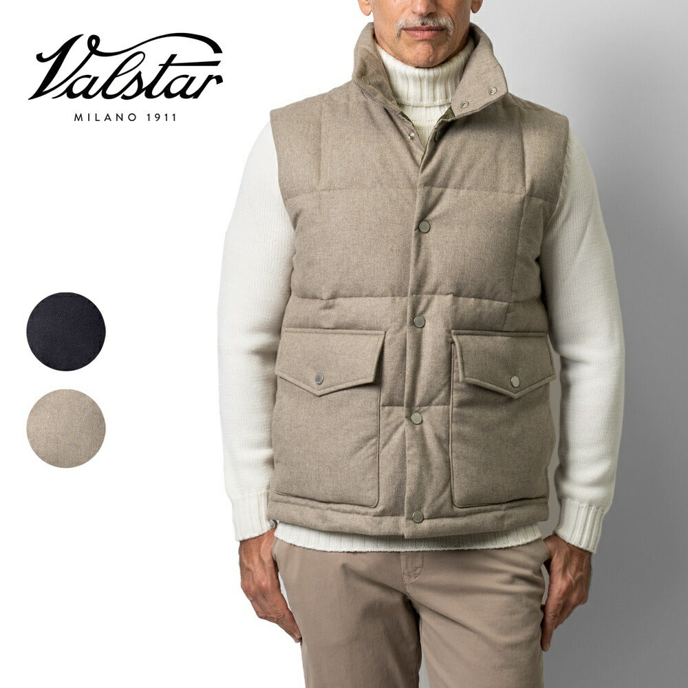 【返品不可】ヴァルスター VALSTAR ダウンベスト カシミア混ウール 407N.C005 24AW 秋冬 パデッド ダウン ベスト バルスター バルスタリーノ メンズ カシミア ウール イタリア ブランド ショート丈 アウター カジュアル 秋 冬 メンズダウン 24AW ベージュ ネイビー