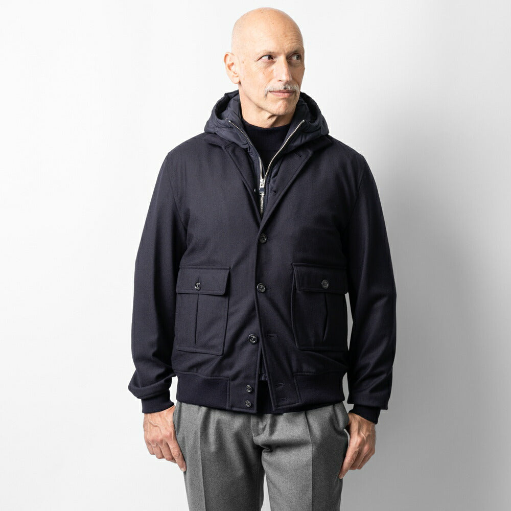 【アウトレット特価】ヴァルスター VALSTAR パデッド ヴァルスタリーノ 407A.D064 フーディ ウール ブルゾン ライナー着脱可 24AW 秋冬 レギュラーフィット バルスター バルスタリーノ メンズ ライナー付き イタリア ウールジャケット ショート丈 アウター インポート