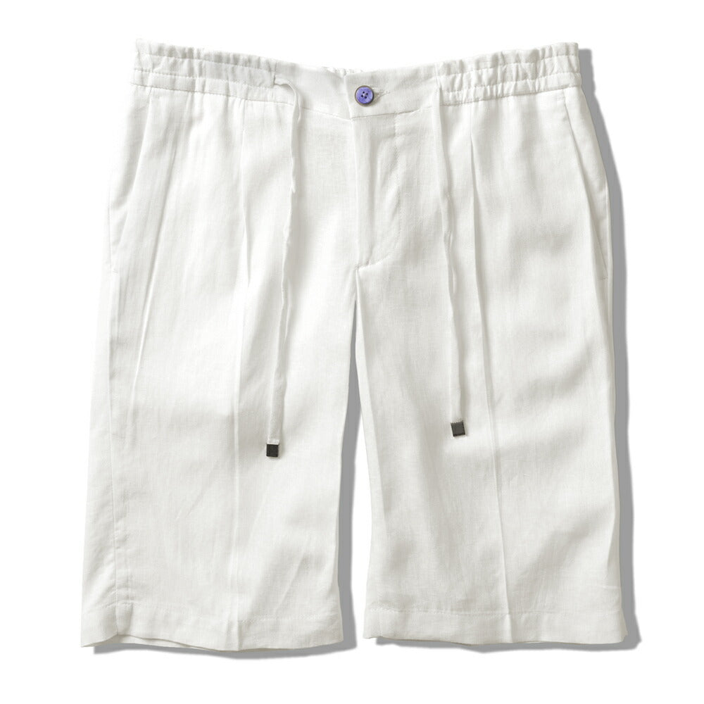 バルバッティ BARBATI ハーフパンツ B-DANIEL 125921 ワンプリーツ 春夏 メンズ ショートパンツ 短パン ショーツ イタリア ブランド 春 夏 膝上 綿 リネン ビスコース スリム ネイビー ベージュ オフホワイト