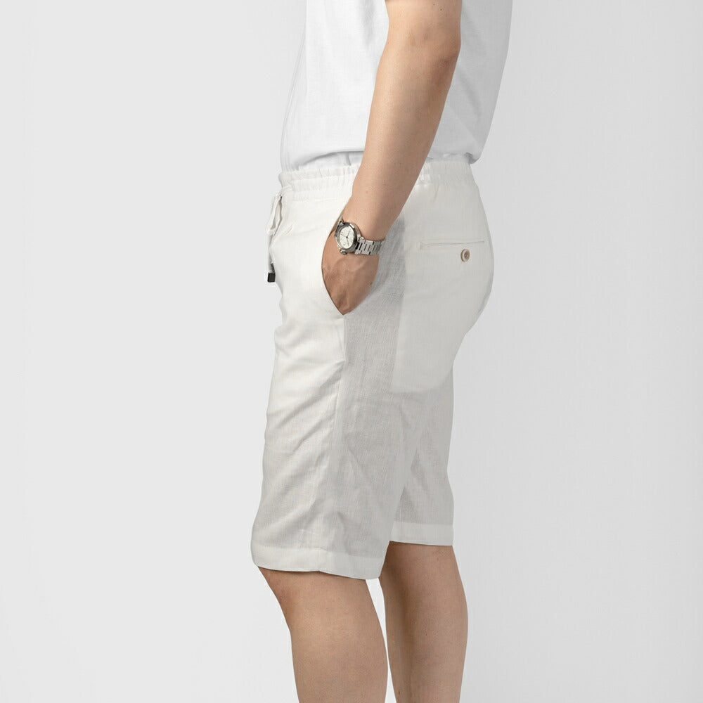 バルバッティ BARBATI ハーフパンツ B-DANIEL 125921 ワンプリーツ 春夏 メンズ ショートパンツ 短パン ショーツ イタリア ブランド 春 夏 膝上 綿 リネン ビスコース スリム ネイビー ベージュ オフホワイト