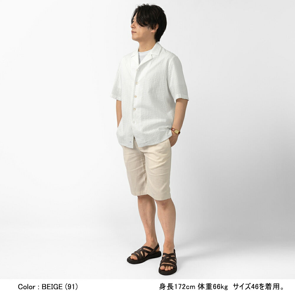 バルバッティ BARBATI ハーフパンツ B-DANIEL 125921 ワンプリーツ 春夏 メンズ ショートパンツ 短パン ショーツ イタリア ブランド 春 夏 膝上 綿 リネン ビスコース スリム ネイビー ベージュ オフホワイト