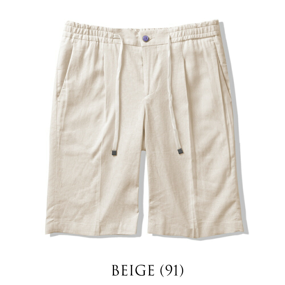 バルバッティ BARBATI ハーフパンツ B-DANIEL 125921 ワンプリーツ 春夏 メンズ ショートパンツ 短パン ショーツ イタリア ブランド 春 夏 膝上 綿 リネン ビスコース スリム ネイビー ベージュ オフホワイト