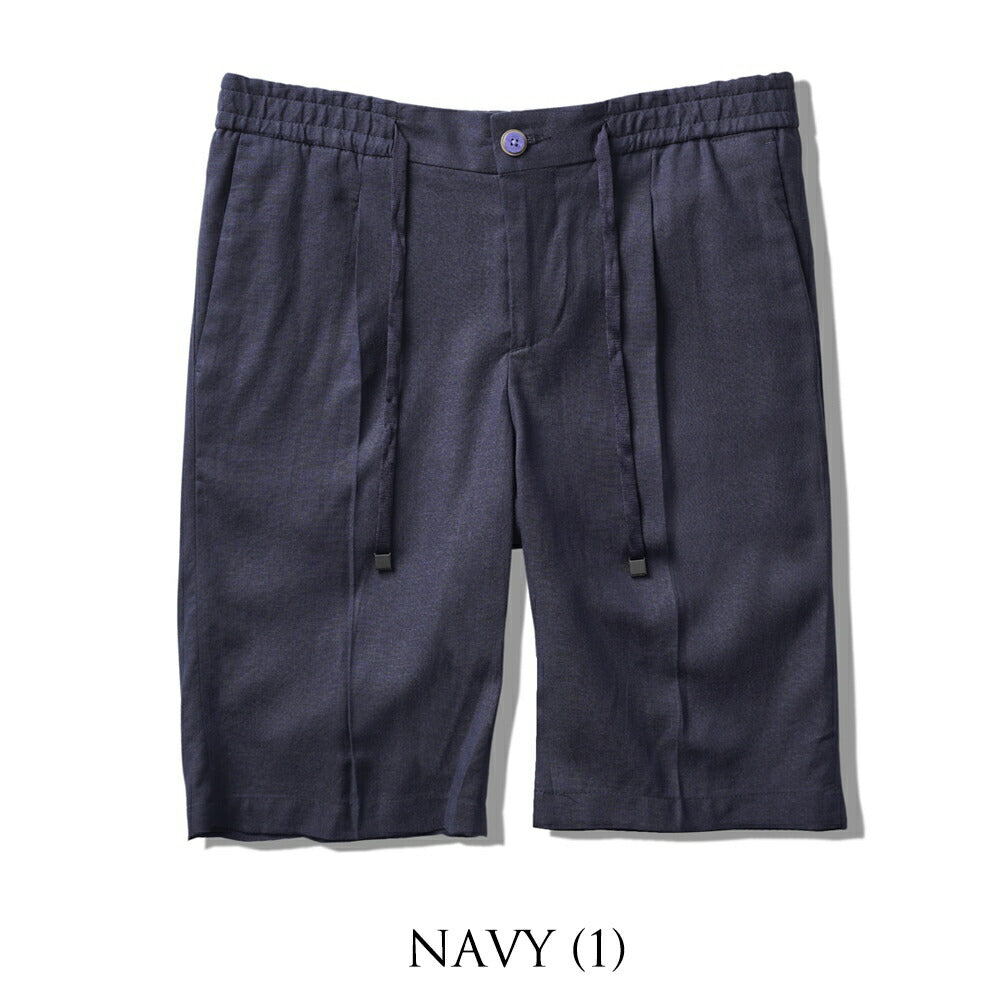 バルバッティ BARBATI ハーフパンツ B-DANIEL 125921 ワンプリーツ 春夏 メンズ ショートパンツ 短パン ショーツ イタリア ブランド 春 夏 膝上 綿 リネン ビスコース スリム ネイビー ベージュ オフホワイト