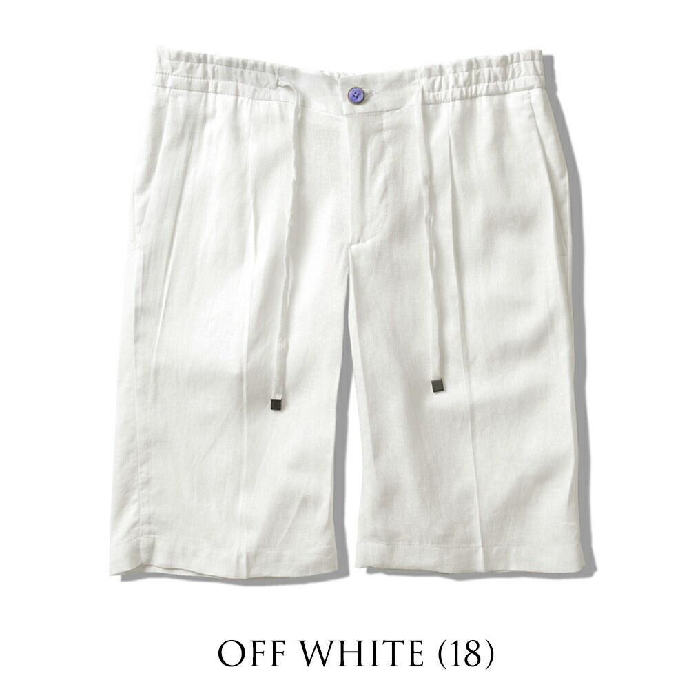 バルバッティ BARBATI ハーフパンツ B-DANIEL 125921 ワンプリーツ 春夏 メンズ ショートパンツ 短パン ショーツ イタリア ブランド 春 夏 膝上 綿 リネン ビスコース スリム ネイビー ベージュ オフホワイト