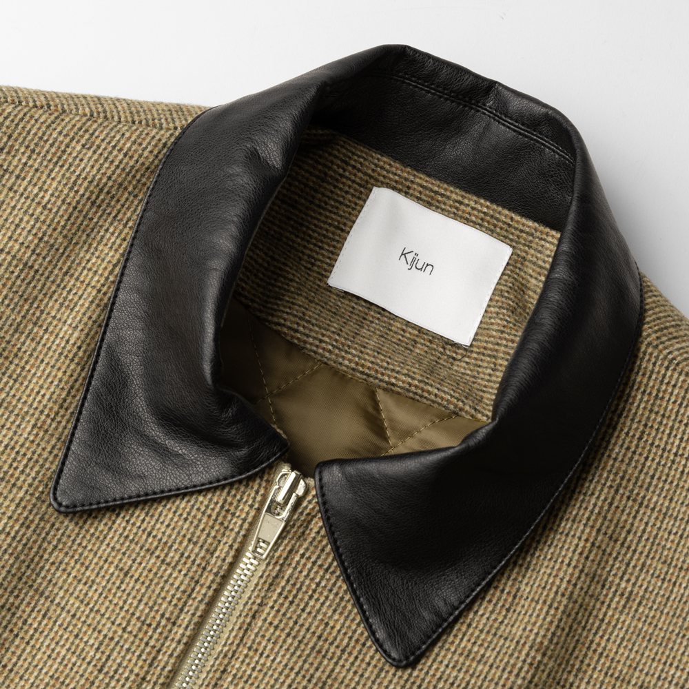 キジュン KIJUN レザー切替ブルゾン チェック レディース ジャケット アウター Mark Blouson 254WTPKNM01