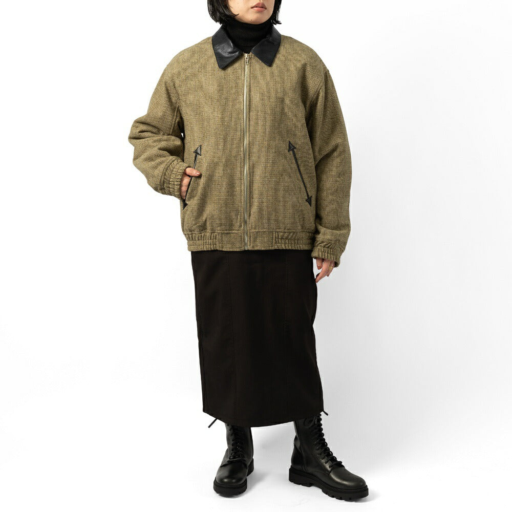 キジュン KIJUN レザー切替ブルゾン チェック レディース ジャケット アウター Mark Blouson 254WTPKNM01