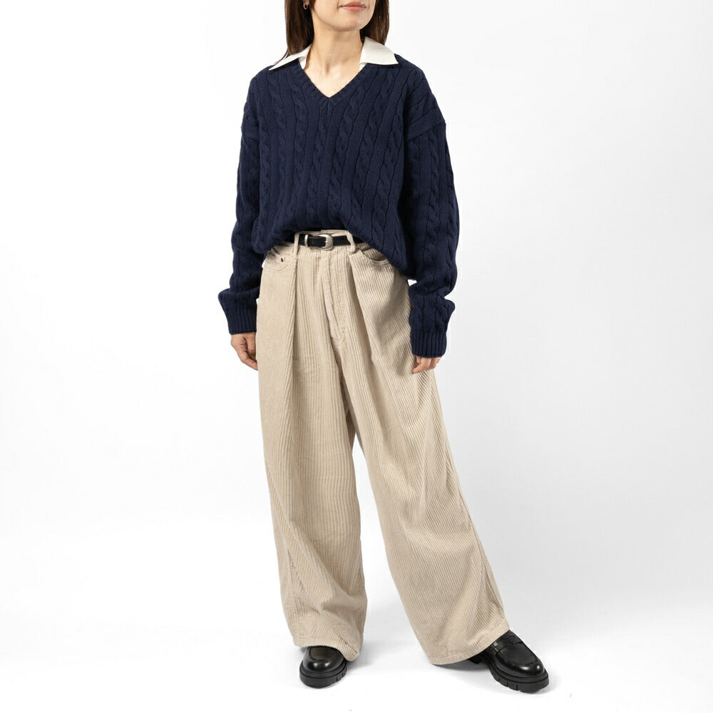 キジュン KIJUN Vネックニット セーター レディースShirt Collar V-Neck Knit 254WTPKNM01