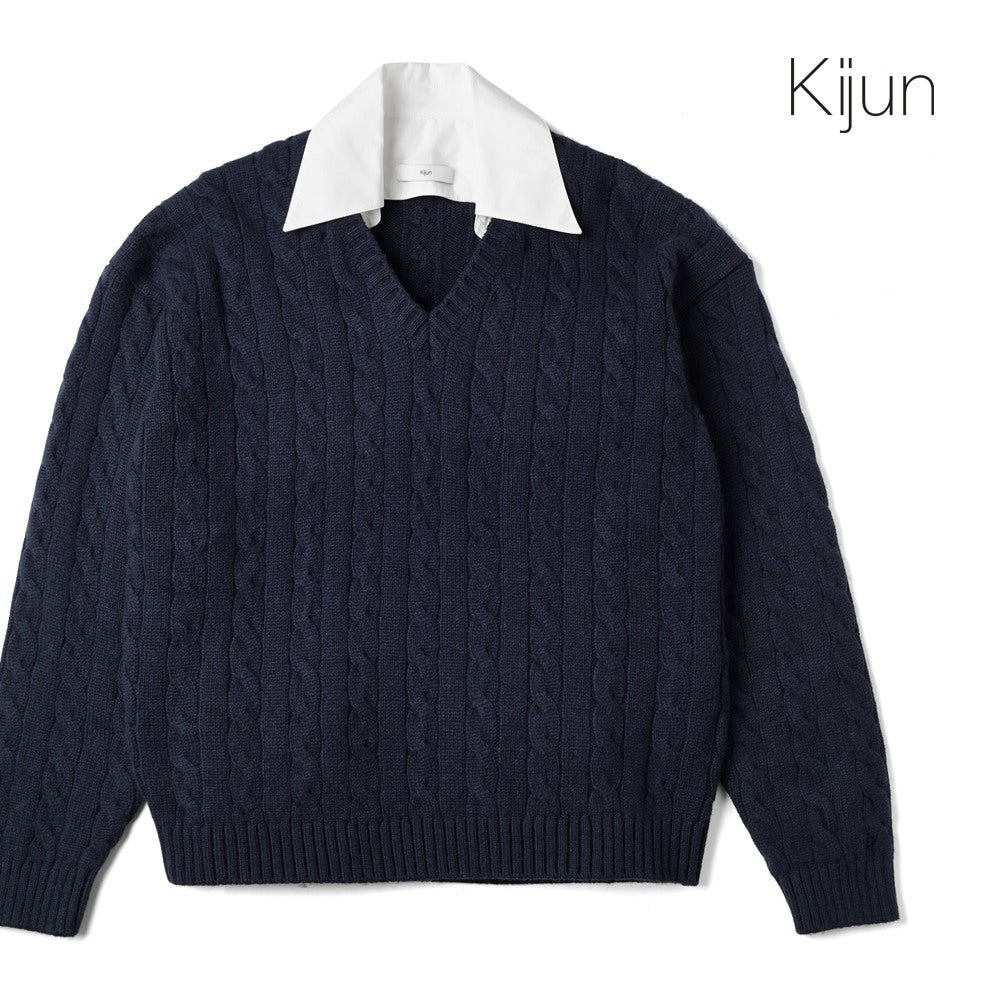 キジュン KIJUN Vネックニット セーター レディースShirt Collar V-Neck Knit 254WTPKNM01