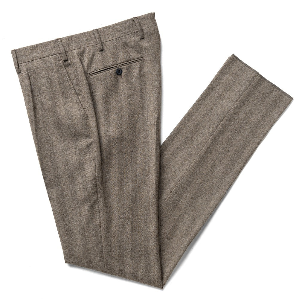 ジェルマーノ GERMANO スラックス 321G-9619 ワンプリーツ ウール ヘリンボーン ブラウン グレー 24秋冬 テーパード シャドーストライプ スラックス ストレッチ ワンプリーツ ビジネス メンズ イタリア パンツ