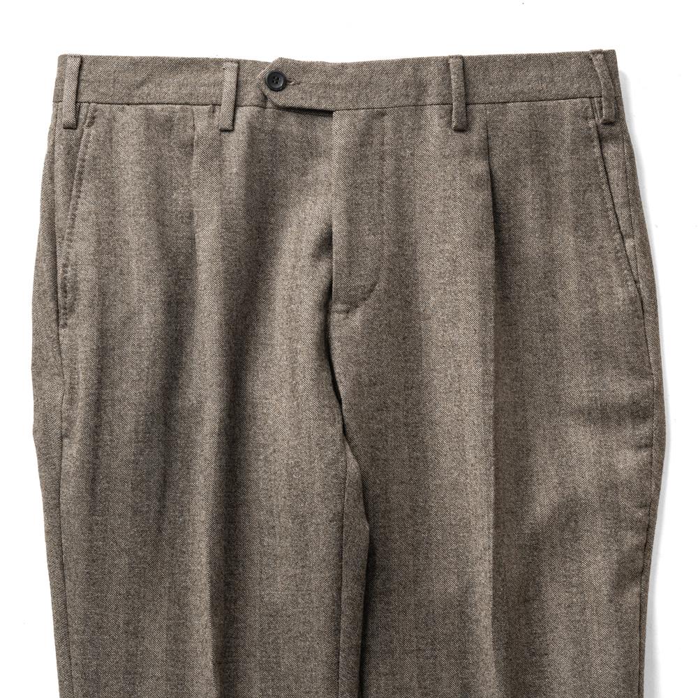 ジェルマーノ GERMANO スラックス 321G-9619 ワンプリーツ ウール ヘリンボーン ブラウン グレー 24秋冬 テーパード シャドーストライプ スラックス ストレッチ ワンプリーツ ビジネス メンズ イタリア パンツ