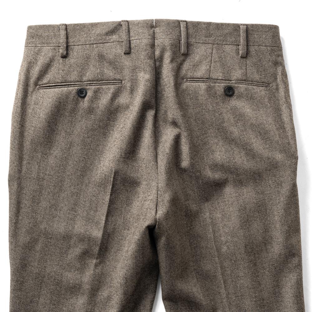 ジェルマーノ GERMANO スラックス 321G-9619 ワンプリーツ ウール ヘリンボーン ブラウン グレー 24秋冬 テーパード シャドーストライプ スラックス ストレッチ ワンプリーツ ビジネス メンズ イタリア パンツ