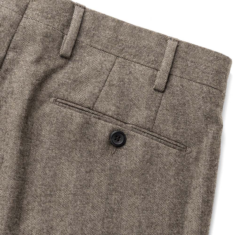 ジェルマーノ GERMANO スラックス 321G-9619 ワンプリーツ ウール ヘリンボーン ブラウン グレー 24秋冬 テーパード シャドーストライプ スラックス ストレッチ ワンプリーツ ビジネス メンズ イタリア パンツ
