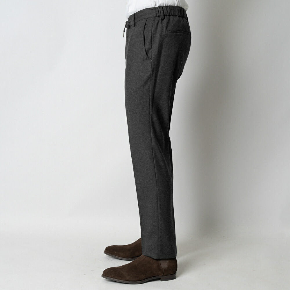 ジェルマーノ GERMANO 323G-9613 イージースラックス 24AW ドローコード テクノウール パンツ ウール テーパード スラックス ストレッチ ワンプリーツ ウォッシャブル メンズ メンズスラックス 秋冬 ビジネス カジュアル ダークグレー ミディアムグレー