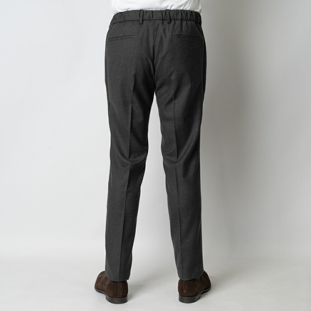 ジェルマーノ GERMANO 323G-9613 イージースラックス 24AW ドローコード テクノウール パンツ ウール テーパード スラックス ストレッチ ワンプリーツ ウォッシャブル メンズ メンズスラックス 秋冬 ビジネス カジュアル ダークグレー ミディアムグレー